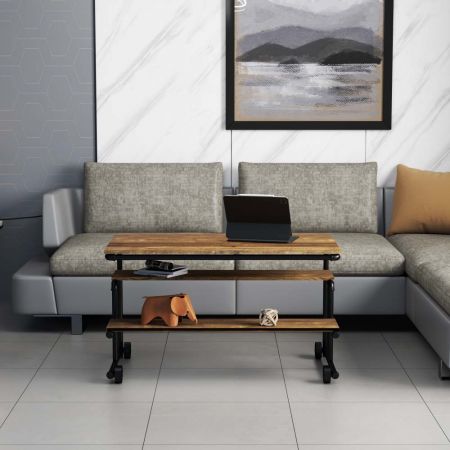 Industrial Pipe Layer Wheel Rectangular Coffee Table - Industrial Pipe Layer Wheel Rectangular Coffee Table